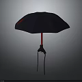 Stylish Dark Blue Umbrella With Red Handle Black Frame And Canopy Design
