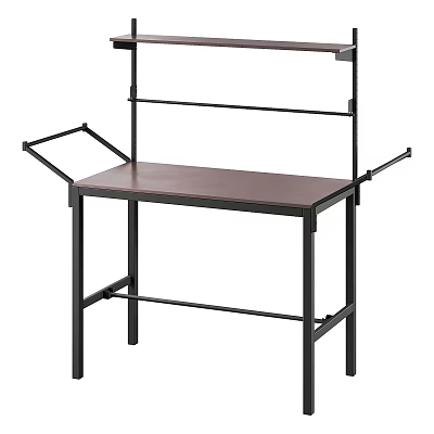 Modern Dressing Table With Black Metal Frame And Brown Tabletop Structure 3d model