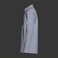 Light Blue Long Sleeve Shirt With Collar Chest Pocket On Dark Background With Reflection