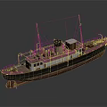 Vintage Ship With Black Brown Hull Mast Smokestack And Classic Retro Design