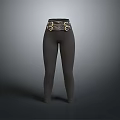 Black Leggings With Brown Belt And Gold Buckles High Waist Design For Daily Use