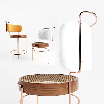 Light Luxury Bar Chair Single Chair Bar Chair Combination 3d model