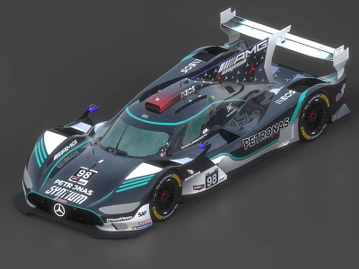 Mercedes Performance Race Car With 97 Number Sleek Design And Teal Accents 3d model