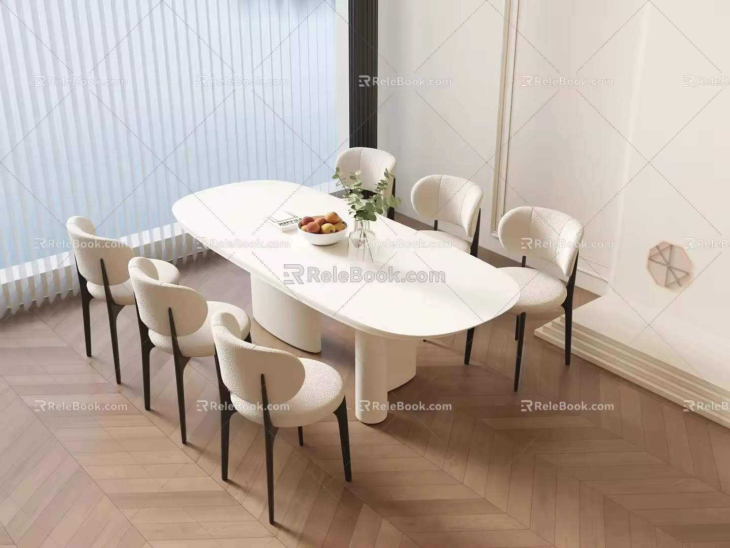 Middle Style Dining Table Cream Style Dining Table Silent Style Dining Table Dining Chair 3d model