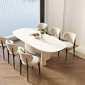 Middle Style Dining Table Cream Style Dining Table Silent Style Dining Table Dining Chair 3d model