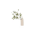 Fresh Green Leaves Branches in White Vase for Modern Interior Decor 3d model