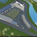 Industrial Plant Complex Aerial View Featuring Multiple Buildings Greenery Waterfront And Roads