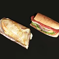 Two Delicious Sandwiches With Ham Cheese Lettuce Tomato And Fresh Fillings
