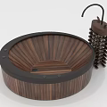 Crafted Wooden Round Striped Bowl With Hanger Decorative Home Accessory