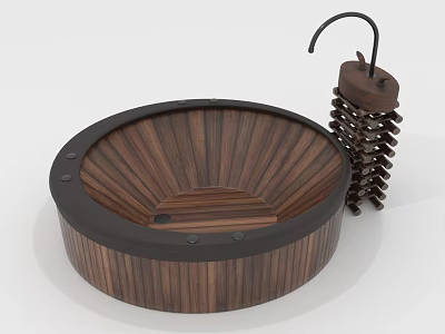 Crafted Wooden Round Striped Bowl With Hanger Decorative Home Accessory 3d model