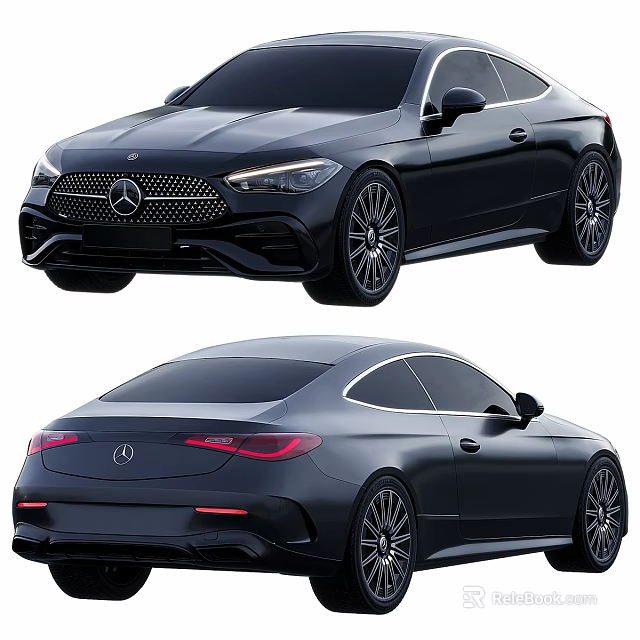 Black Mercedes Coupe Exterior Design Featuring Front And Rear Views 3d model 