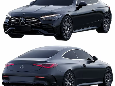 Black Mercedes Coupe Exterior Design Featuring Front And Rear Views 3d model