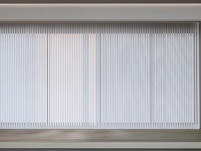 White Vertical Striped Curtains With Light Filtering For Modern Home Interior Decor 3d model