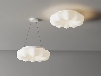 Two Piece Modern White Cloud Shaped Pendant Lighting Set For Ceiling Decoration 3d model