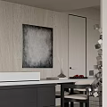 Modern Living Dining Room Interior With Floor to Ceiling Windows White Curtains And Mountain View