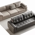 Light Gray Fabric And Dark Gray Leather Two Seater Sofas With Modern Tufted Design 3d model