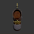 Stylish Brown Leather Boot With Gold Star Decoration And Silver Metal Accents