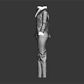 Gray Formal Suit With Front And Back View White Collar Cuffs And Emblem Design 3d model