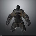 Mechanical Robot Character With Geometric Black Gold Design And Glowing Elements