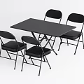 Black Folding Dining Table Set with Four Folding Chairs Simple Design 3d model