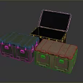 Green Brown And Black Storage Trunks With Open Lid Showing Interior And Metal Latches