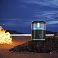Black Portable Outdoor Lantern With Transparent Cover And Blue Light For Camping Night Sky