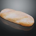 Golden Long Loaf Bread With Crusty Surface And Reflection On Black Background 3d model