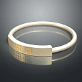 Elegant Minimalist Gold Bracelet With Square Engraved Plate And Smooth Circular Band
