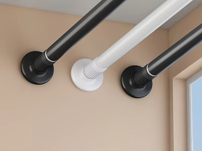 Curtain Accessories Wall Mounted Black And White Curtain Rods For Window Decoration 3d model