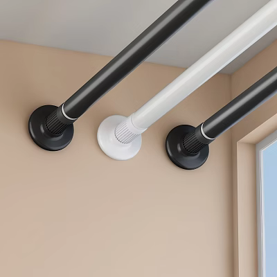 Curtain Accessories Wall Mounted Black And White Curtain Rods For Window Decoration 3d model