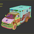 White Ambulance With Red Stripes Medical Emergency And Roof Emergency Lights