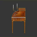 Elegant Ornate Vintage Wooden Desk With Gold Trim And Decorative Candle Holders