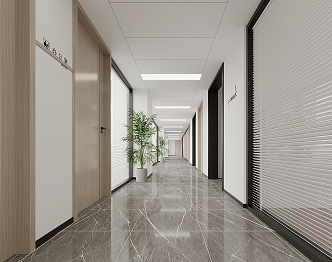 Modern aisle office area 3d model