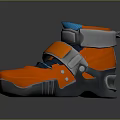 Orange Functional Shoes with Silver Metal Parts and Blue Accents for Daily Use