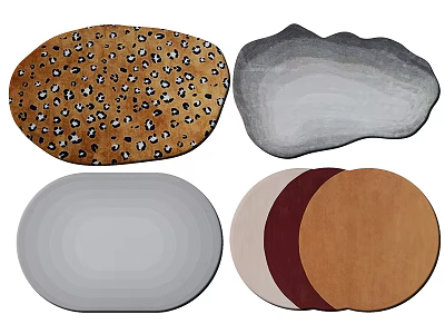 Stylish Shaped Rugs With Various Patterns Different Shapes And Color Options 3d model