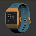 Stylish Fashion Smartwatch with Blue Strap Yellow Frame and Time Display Screen