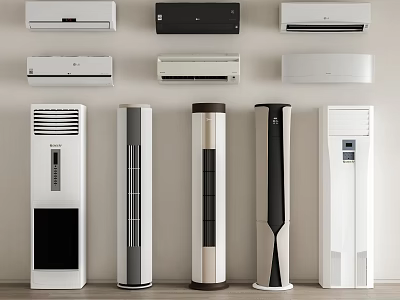 Modern Air Conditioner Fan Collection With Wall Mounted And Floor Standing Models 3d model