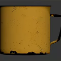 Yellow Enamel Cup With Black Rim And Handle Vintage Distressed Design