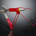 Red Multi Functional Hardware Tool Featuring Metal Plier Scissors And Black Hook Handle 3d model