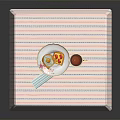Striped Side Table with Plate of Donuts Pink Striped Cup and Card