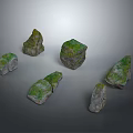Natural Decorative Stone Materials With Moss Covered Surface And Irregular Shape