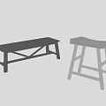Public Seating Wooden Bench And Stool With Simple Modern Design
