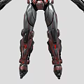Futuristic Sci Fi Mech Character With Gray Red Armor And Mechanical Design