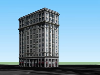 Classical Style Multi Story Office Building with Modern Window Design and Ground Floor Entrance 3d model