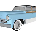 Light Blue Vintage Car With Retro Design Chrome Wheels On White Salt Flat