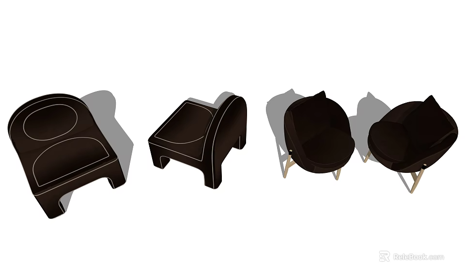 Modern Single Sofa Design With Backrest Armrest And Metal Leg Structure 3d model 