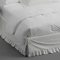Modern Double Bed With Upholstered Headboard White Bedding And Wooden Nightstand In Clean Interior