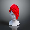 White Head Mannequin Showcasing Vibrant Red Short Layered Hair Wig Style
