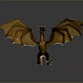 Mythical Dragon Character With Outstretched Golden Wings And Red Scaled Body