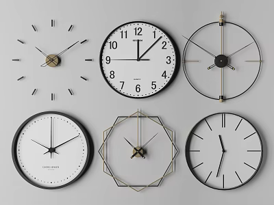 Modern Wall Clocks with Various Minimalist and Geometric Designs for Home Decor 3d model